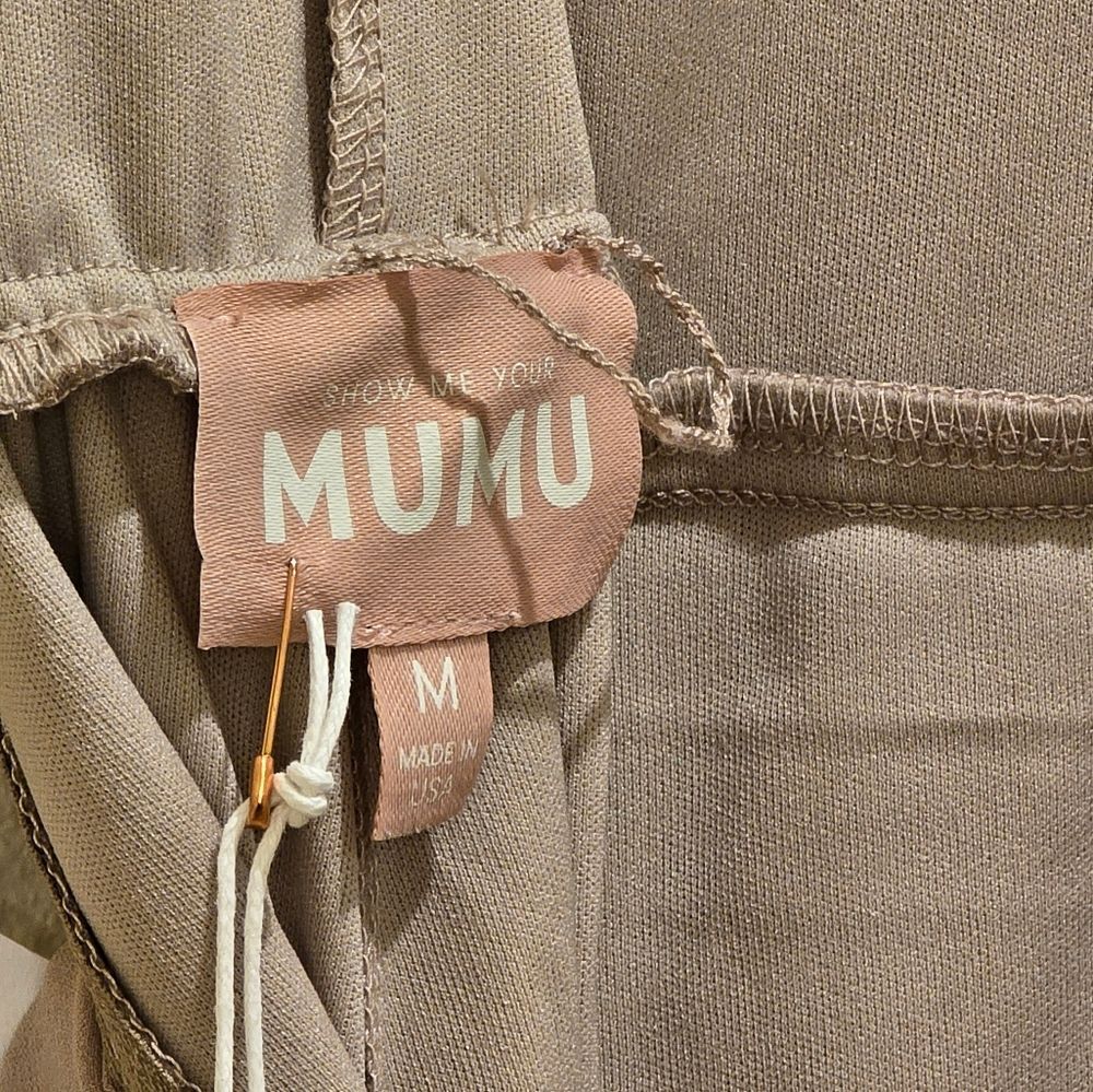 Show Me Your MuMu Jenn Maxi Dress Bridesmaid in Beige Sz M NWT - Picture 4 of 5